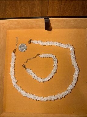 Rainbow Moonstone Chip Bead Necklace and Bracelet Set